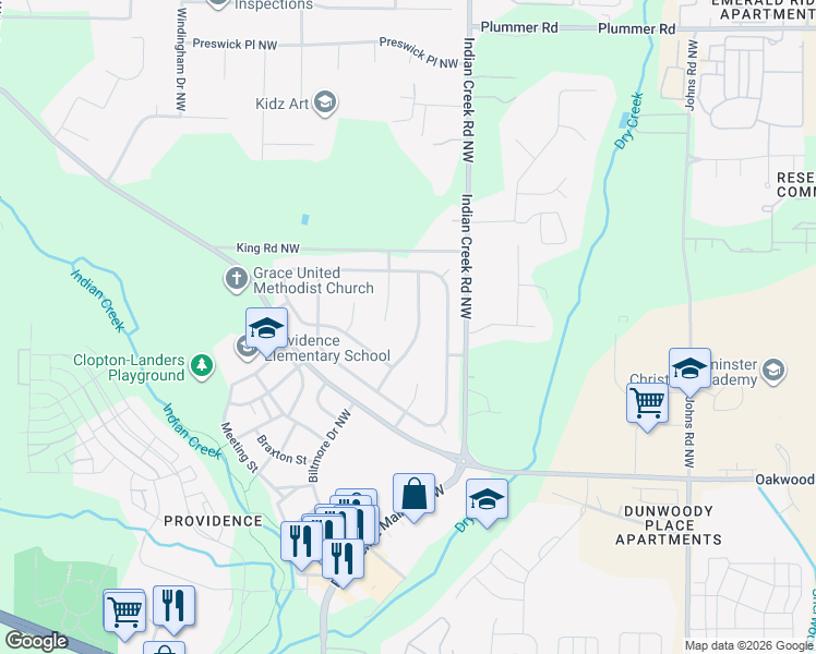 map of restaurants, bars, coffee shops, grocery stores, and more near 1715 Weymouth Lane Northwest in Huntsville