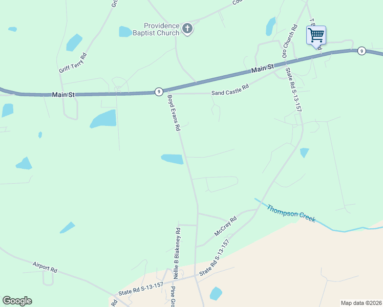 map of restaurants, bars, coffee shops, grocery stores, and more near 279 Boyd Evans Road in Pageland