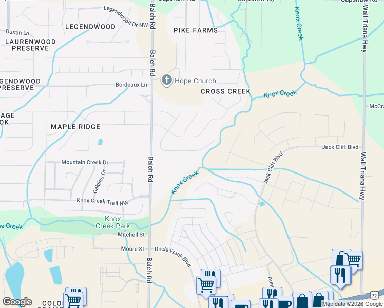 map of restaurants, bars, coffee shops, grocery stores, and more near 330 South Back Creek Road Northwest in Madison