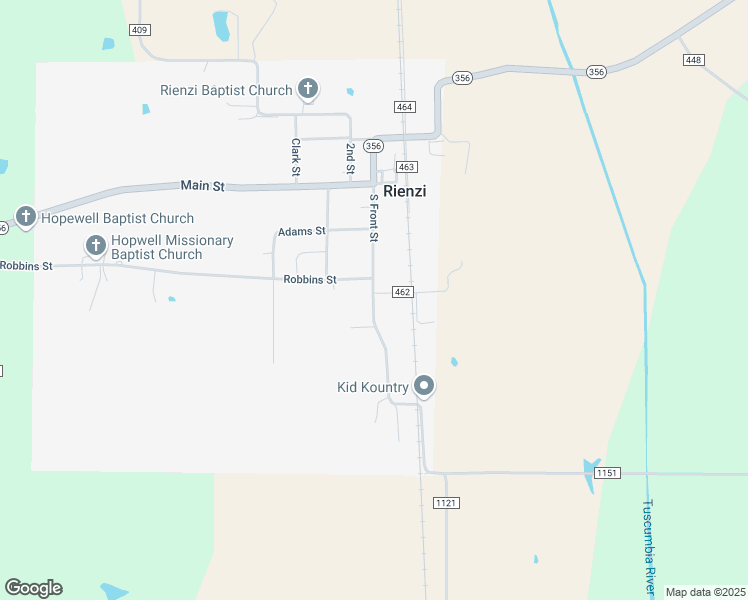 map of restaurants, bars, coffee shops, grocery stores, and more near 48 South Front Street in Rienzi