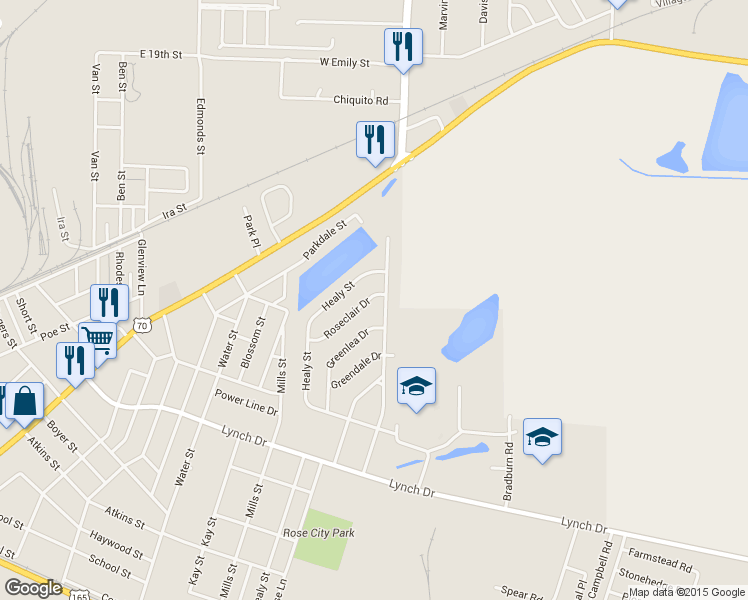 map of restaurants, bars, coffee shops, grocery stores, and more near 1031 Roseclair Drive in North Little Rock