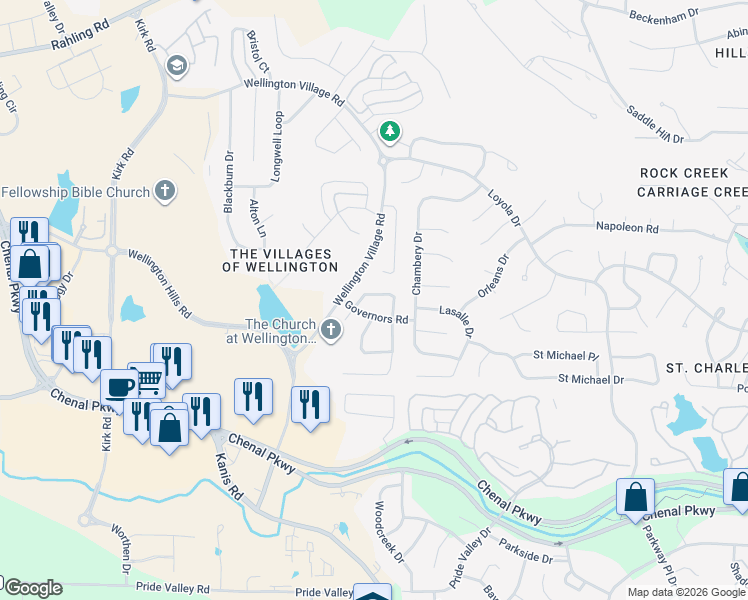 map of restaurants, bars, coffee shops, grocery stores, and more near 801 Parliament Street in Little Rock