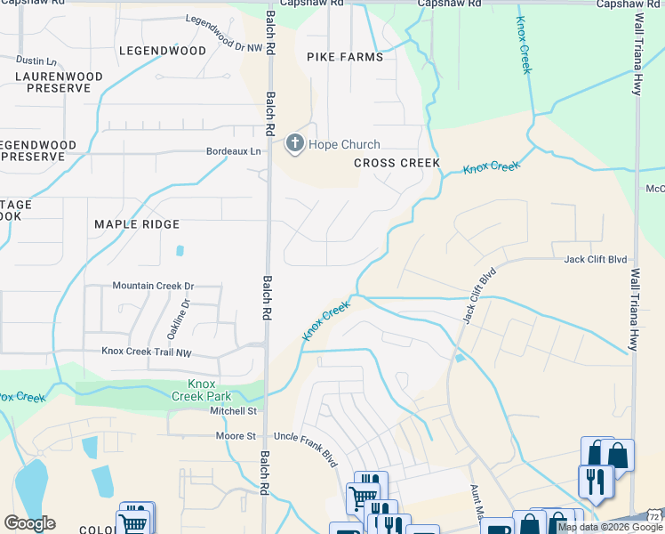 map of restaurants, bars, coffee shops, grocery stores, and more near 330 South Back Creek Road Northwest in Madison
