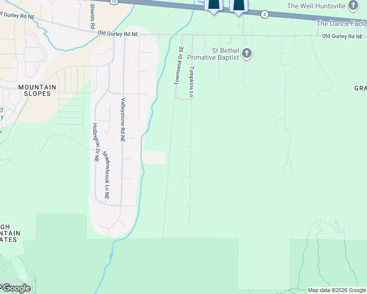 map of restaurants, bars, coffee shops, grocery stores, and more near 320 Tumpkins Lane in Huntsville