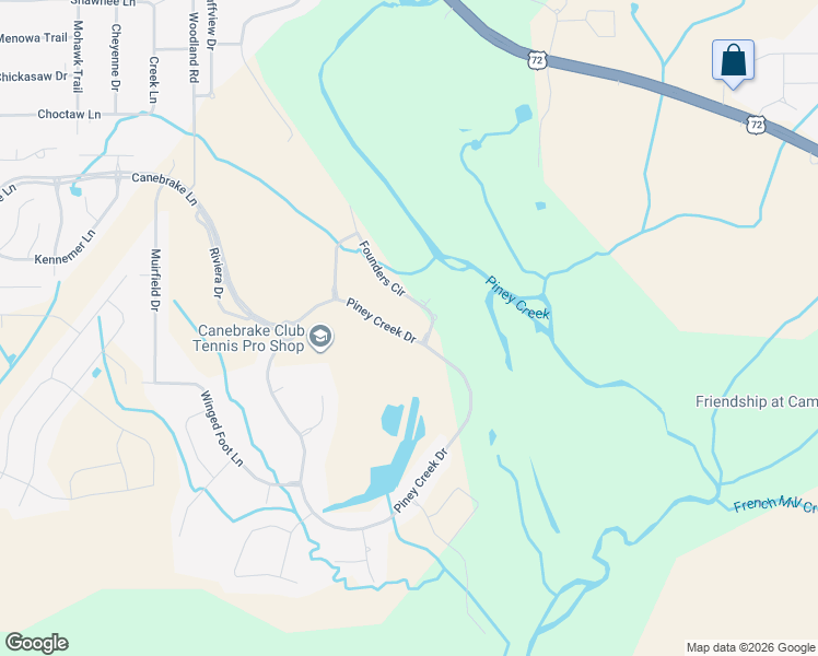 map of restaurants, bars, coffee shops, grocery stores, and more near 24266 Piney Creek Drive in Athens