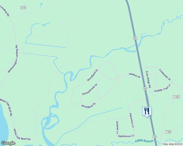 map of restaurants, bars, coffee shops, grocery stores, and more near 306 Woodland Drive in Swansboro