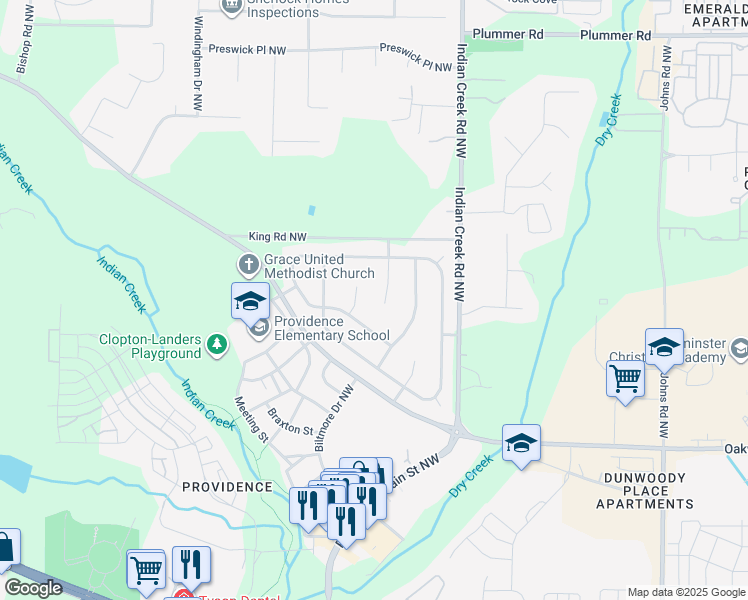 map of restaurants, bars, coffee shops, grocery stores, and more near 1703 Northwest Pinewood Drive in Huntsville