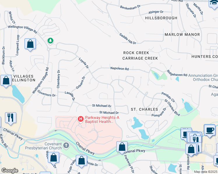 map of restaurants, bars, coffee shops, grocery stores, and more near 804 Loyola Drive in Little Rock