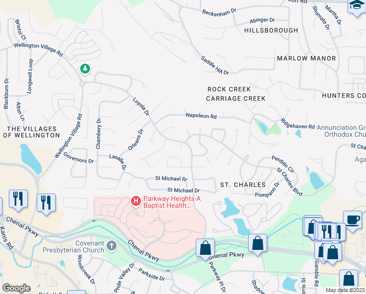 map of restaurants, bars, coffee shops, grocery stores, and more near 804 Loyola Drive in Little Rock