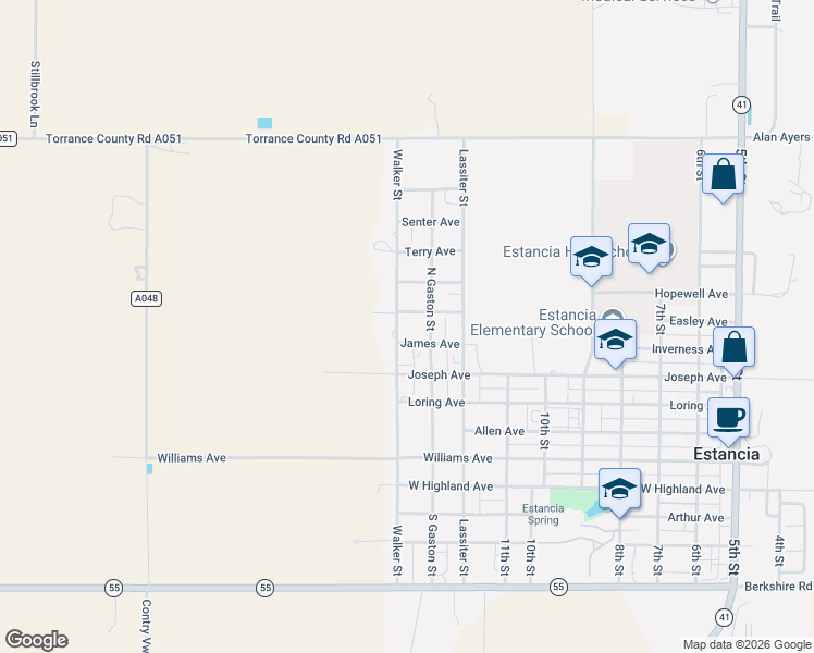 map of restaurants, bars, coffee shops, grocery stores, and more near 1215 North Gaston Street in Estancia
