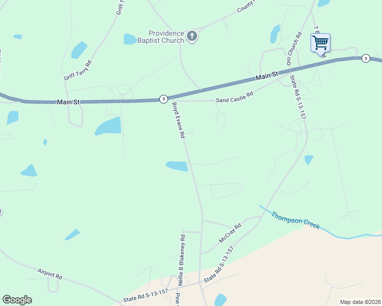 map of restaurants, bars, coffee shops, grocery stores, and more near 279 Boyd Evans Road in Pageland
