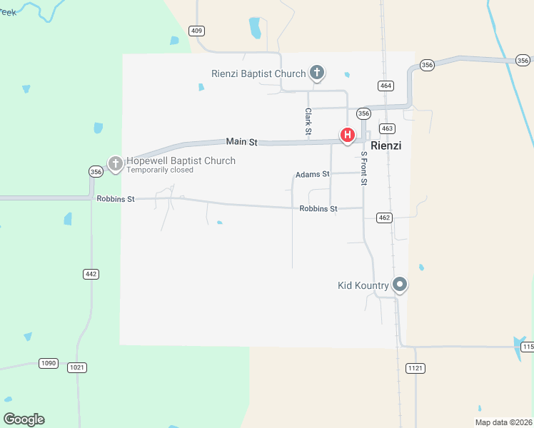 map of restaurants, bars, coffee shops, grocery stores, and more near 60 Robbins Street in Rienzi