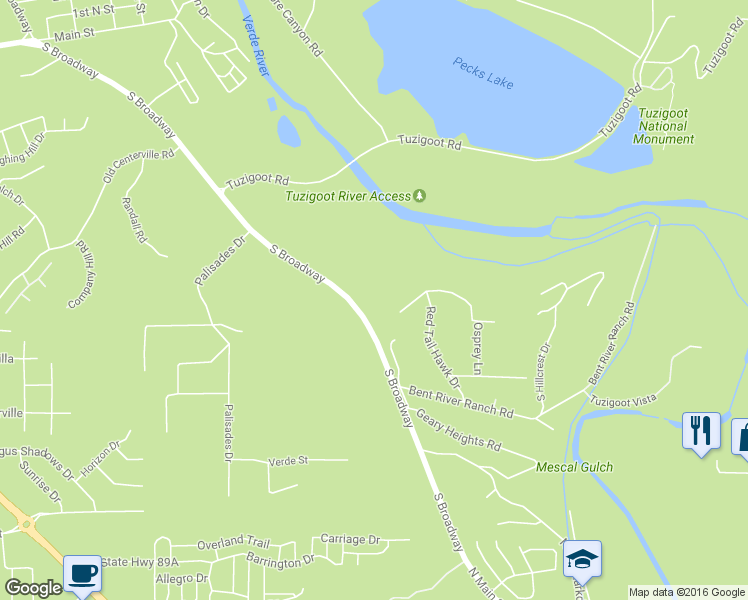 map of restaurants, bars, coffee shops, grocery stores, and more near 701 South Broadway in Clarkdale