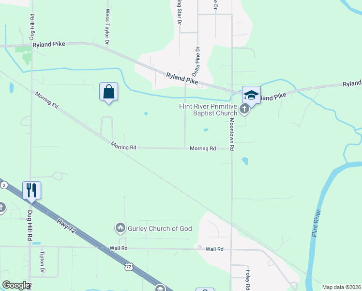 map of restaurants, bars, coffee shops, grocery stores, and more near 421 Morring Road in Brownsboro