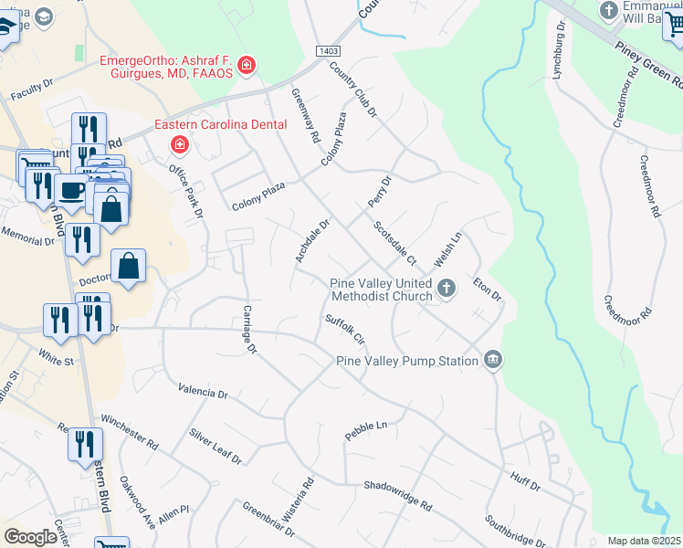 map of restaurants, bars, coffee shops, grocery stores, and more near 101 Bedford Green in Jacksonville