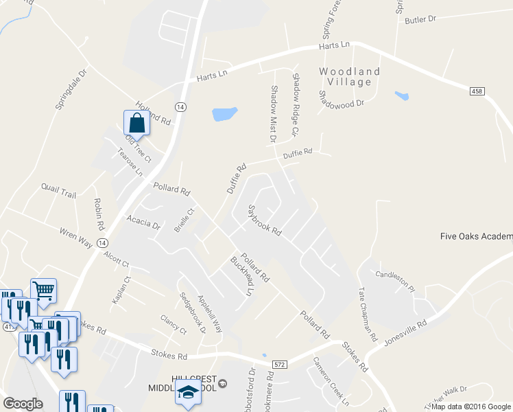 map of restaurants, bars, coffee shops, grocery stores, and more near 15 Saybrook Road in Simpsonville