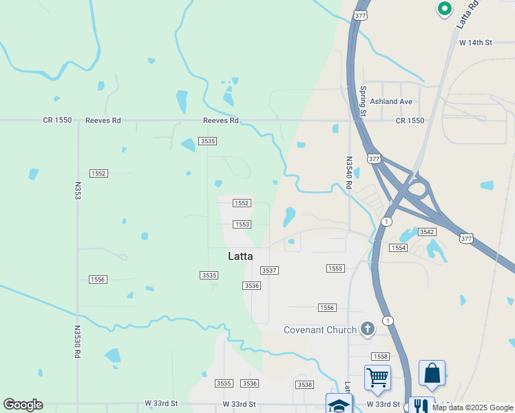 map of restaurants, bars, coffee shops, grocery stores, and more near 13566 1553 in Ada
