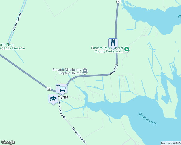 map of restaurants, bars, coffee shops, grocery stores, and more near 255 U.S. 70 in Smyrna