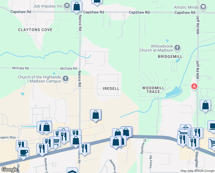 map of restaurants, bars, coffee shops, grocery stores, and more near 7542 Iredell Main Northwest in Madison