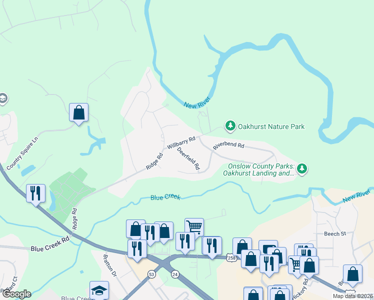 map of restaurants, bars, coffee shops, grocery stores, and more near 100-198 Deerfield Road in Jacksonville