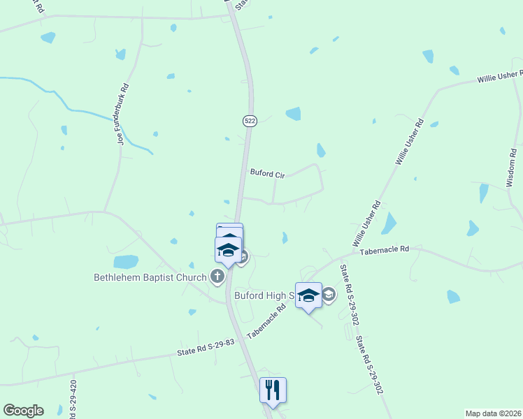 map of restaurants, bars, coffee shops, grocery stores, and more near 4138 Buford Circle in Lancaster