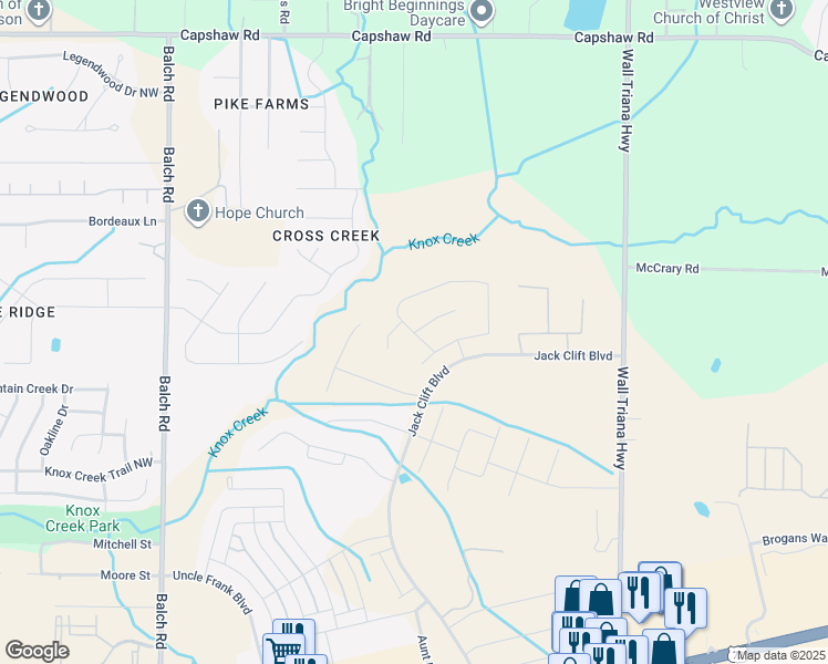 map of restaurants, bars, coffee shops, grocery stores, and more near 156 Winding Creek Road Northwest in Madison