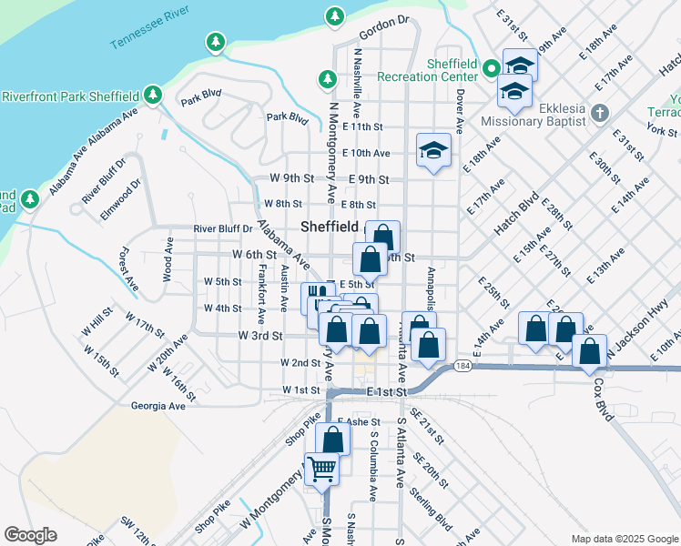 map of restaurants, bars, coffee shops, grocery stores, and more near 601 North Nashville Avenue in Sheffield