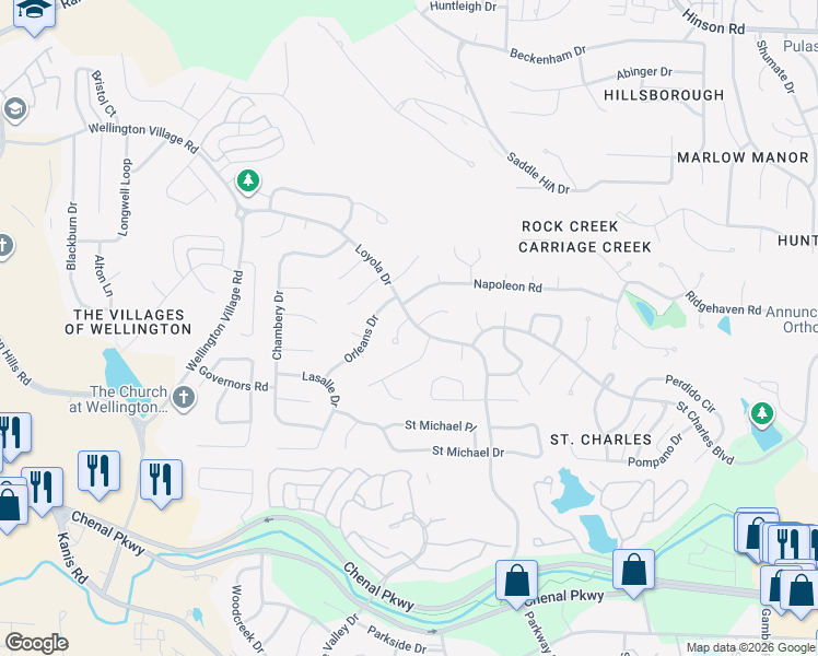 map of restaurants, bars, coffee shops, grocery stores, and more near 4 Versailles Court in Little Rock
