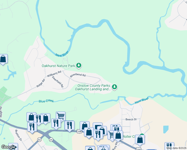 map of restaurants, bars, coffee shops, grocery stores, and more near 219 Riverbend Road in Jacksonville