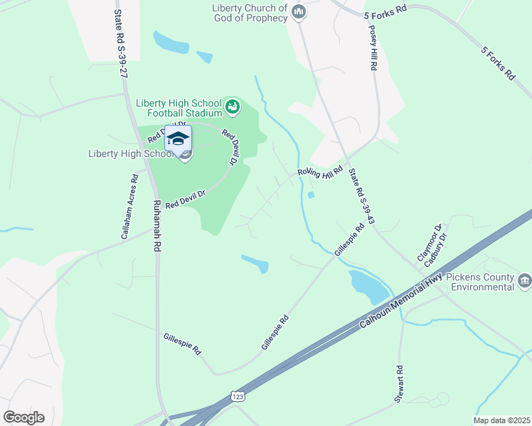 map of restaurants, bars, coffee shops, grocery stores, and more near 181 Rolling Hill Road in Liberty