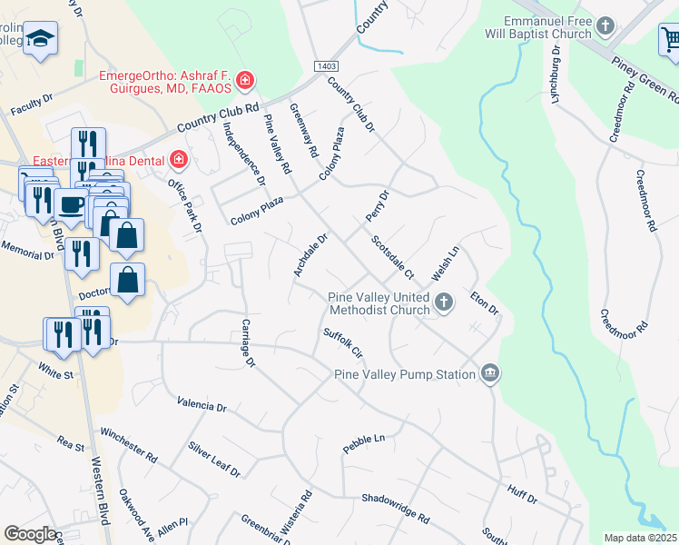 map of restaurants, bars, coffee shops, grocery stores, and more near 104 Bedford Green in Jacksonville
