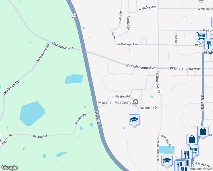 map of restaurants, bars, coffee shops, grocery stores, and more near 300-598 Cedar Hills Rd in Holly Springs