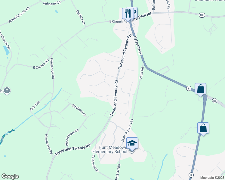 map of restaurants, bars, coffee shops, grocery stores, and more near 105 Teal Court in Easley