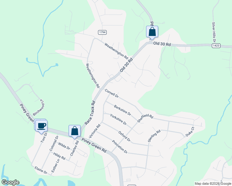 map of restaurants, bars, coffee shops, grocery stores, and more near 13 Cornell Court in Jacksonville