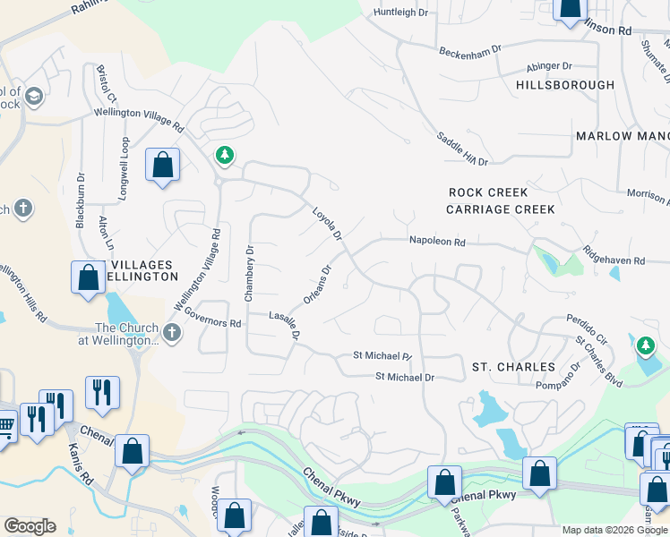 map of restaurants, bars, coffee shops, grocery stores, and more near 14201 Orleans Drive in Little Rock