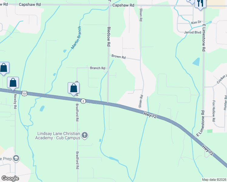 map of restaurants, bars, coffee shops, grocery stores, and more near 14361 Bledsoe Road in Athens