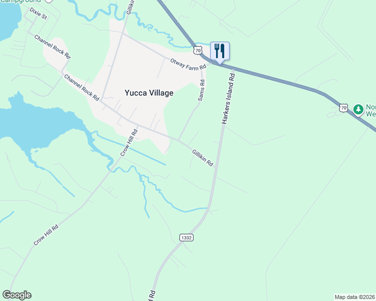 map of restaurants, bars, coffee shops, grocery stores, and more near 548 Gillikin Road in Beaufort