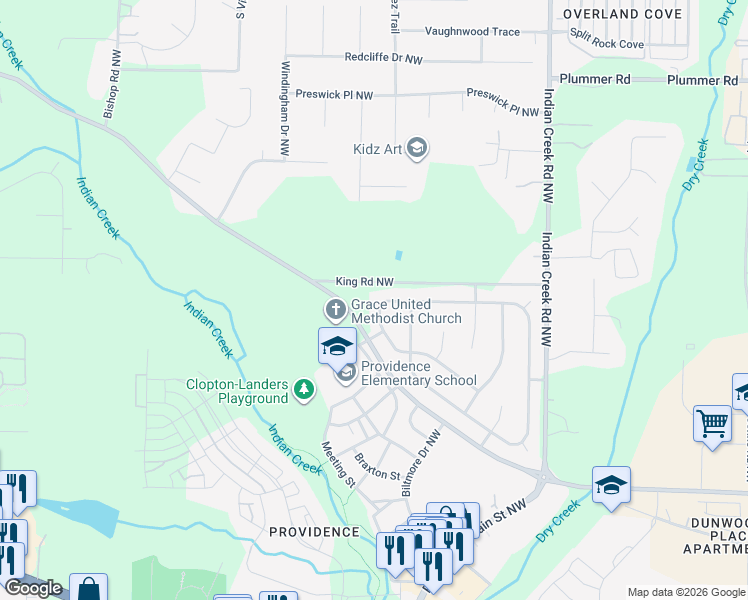 map of restaurants, bars, coffee shops, grocery stores, and more near 1892 Shellbrook Drive Northwest in Huntsville