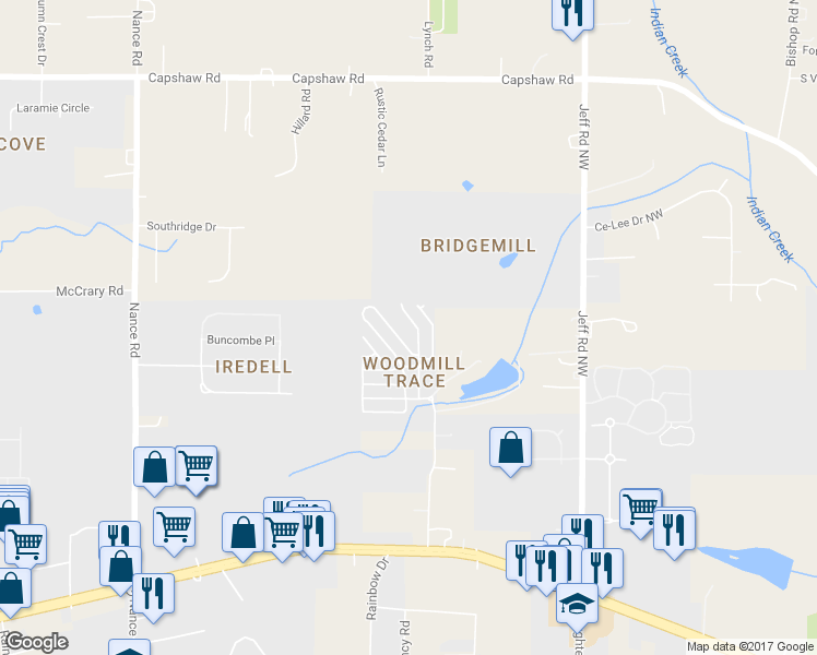 map of restaurants, bars, coffee shops, grocery stores, and more near 1827 Rushing Wood Drive Northwest in Madison