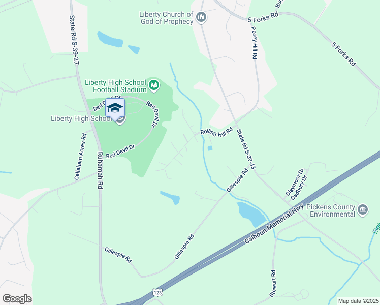 map of restaurants, bars, coffee shops, grocery stores, and more near 181 Rolling Hill Road in Liberty