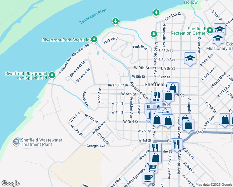 map of restaurants, bars, coffee shops, grocery stores, and more near 605 Saint Louis Avenue in Sheffield