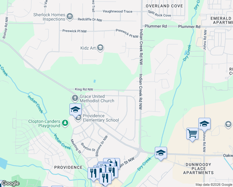 map of restaurants, bars, coffee shops, grocery stores, and more near 1864 Shellbrook Drive Northwest in Huntsville