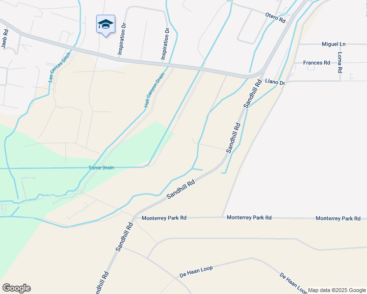 map of restaurants, bars, coffee shops, grocery stores, and more near 24 Sandhill Lane in Los Lunas