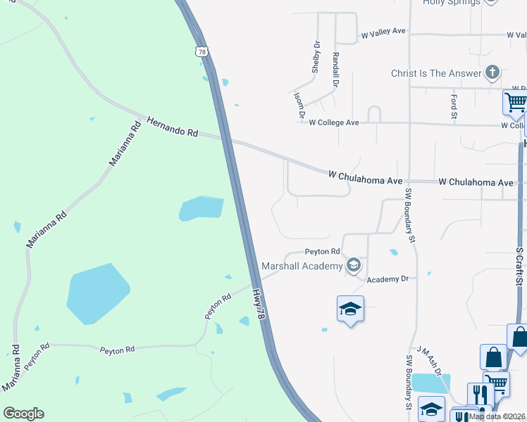 map of restaurants, bars, coffee shops, grocery stores, and more near 300-598 Cedar Hills Rd in Holly Springs
