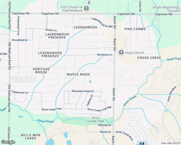map of restaurants, bars, coffee shops, grocery stores, and more near 136 Maple Ridge Boulevard Northwest in Madison