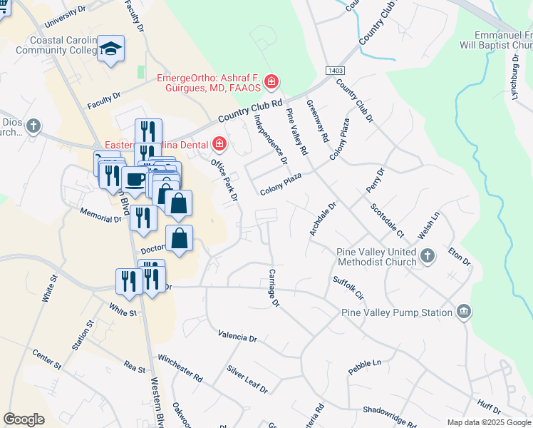 map of restaurants, bars, coffee shops, grocery stores, and more near 201 Alden Drive in Jacksonville