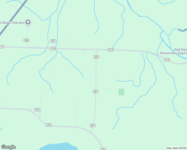 map of restaurants, bars, coffee shops, grocery stores, and more near 525 County Road 407 in Town Creek