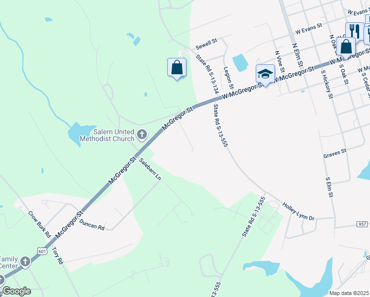 map of restaurants, bars, coffee shops, grocery stores, and more near 174 Taco Lane in Pageland