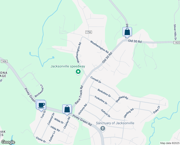 map of restaurants, bars, coffee shops, grocery stores, and more near 1 Cornell Drive in Jacksonville
