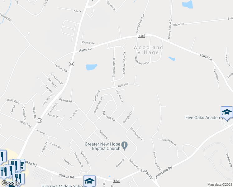 map of restaurants, bars, coffee shops, grocery stores, and more near 100 Lost Tree Lane in Simpsonville